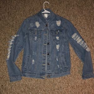 Distressed jean jacket